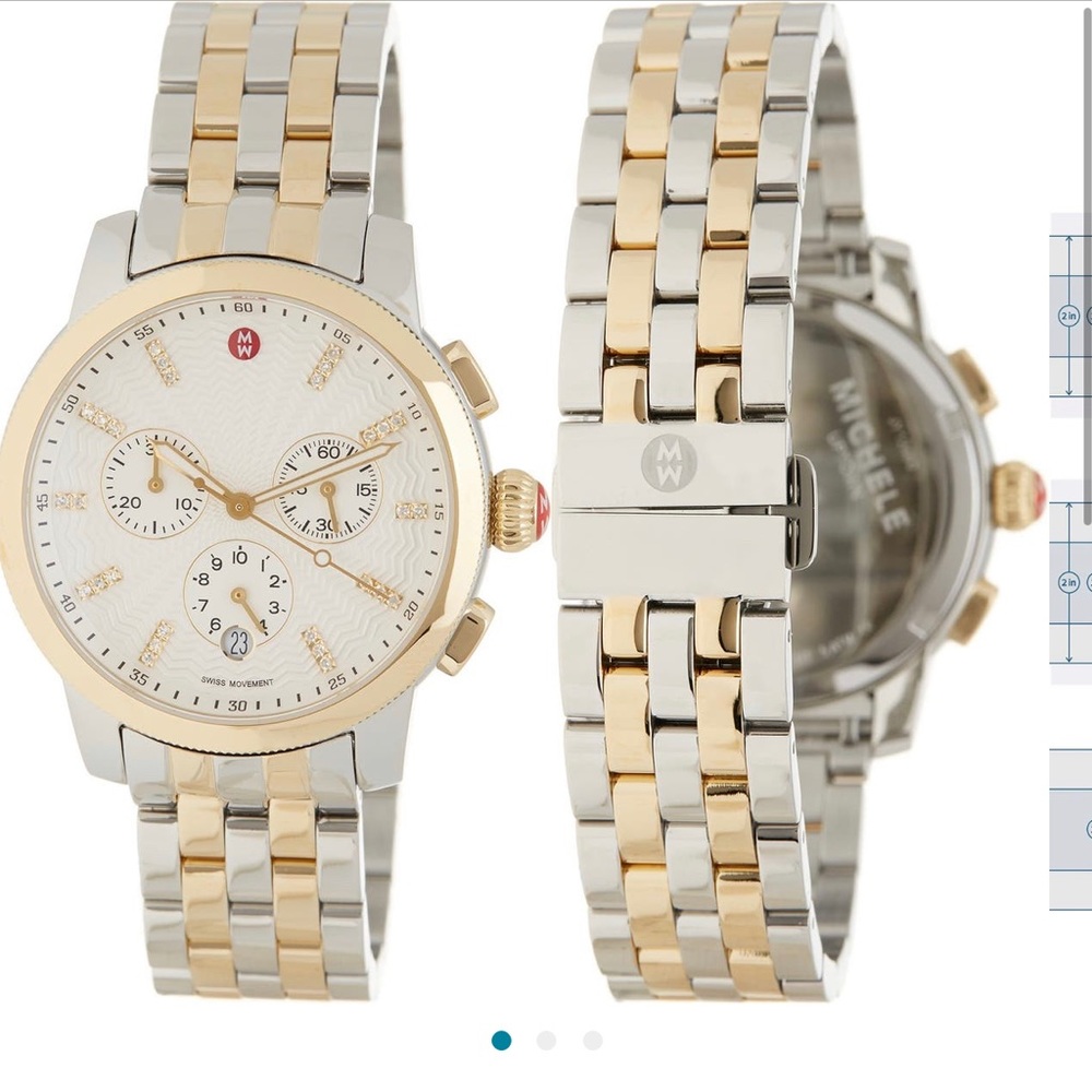 MICHELE Diamond Dial Chronograph Watch Case & Bracelet, 39mm - 0.12 CTW